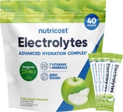 Nutricost Electrolitos Complex, paquete individual de manzana verde para hidratación en movimiento