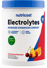 Nutricost Electrolyte Complex bottle view shows convenient hydration support.