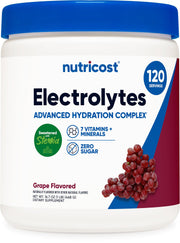 Nutricost Electrolyte Complex grape bottle for daily hydration.