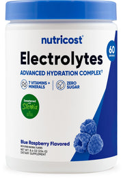 Nutricost Electrolyte Complex tub front shows packaging for convenient hydration
