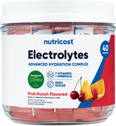 Nutricost Electrolytes Complex fruit punch stickpack closeup for on-the-go hydration.