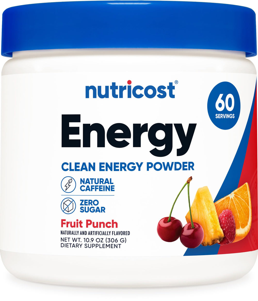 Nutricost Energy Complex Fruit Punch bottle ready for daily energy.