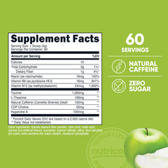 Nutricost Energy Complex Green Apple scoop in use for on-the-go fueling