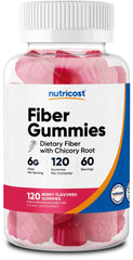 Nutricost Fiber Gummies Berry bottle highlights convenient daily fiber support