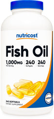 Nutricost Fish Oil Softgels bottle front, ideal for daily omega-3 supplementation.