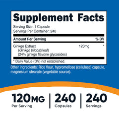 Close-up of Nutricost Ginkgo Biloba capsules for convenient daily dosing