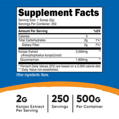 Nutricost Glucomannan serving scoop with 2 g portions for accurate measuring