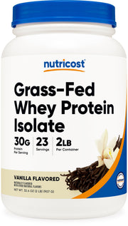 Nutricost Grass-Fed Whey Isolate Vanilla bottle for post-workout protein