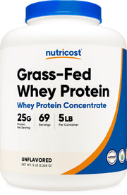 Nutricost grass-fed whey protein concentrate tub, 5 lb, ideal for bulk shakes