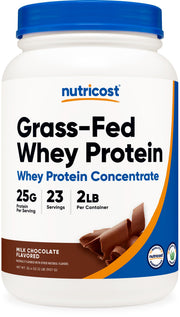 Nutricost grass-fed whey chocolate bottle for a quick protein boost