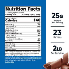 Nutricost grass-fed whey chocolate scoop showing easy serving