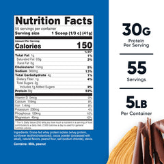 Nutricost Grass-Fed Whey Protein Isolate scoop beside a milk glass for quick protein boost.