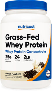 Nutricost Grass-Fed Whey Vanilla bottle ready for a post-workout shake.