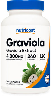 Nutricost Graviola Extract bottle with 240 vegan capsules for daily wellness support.