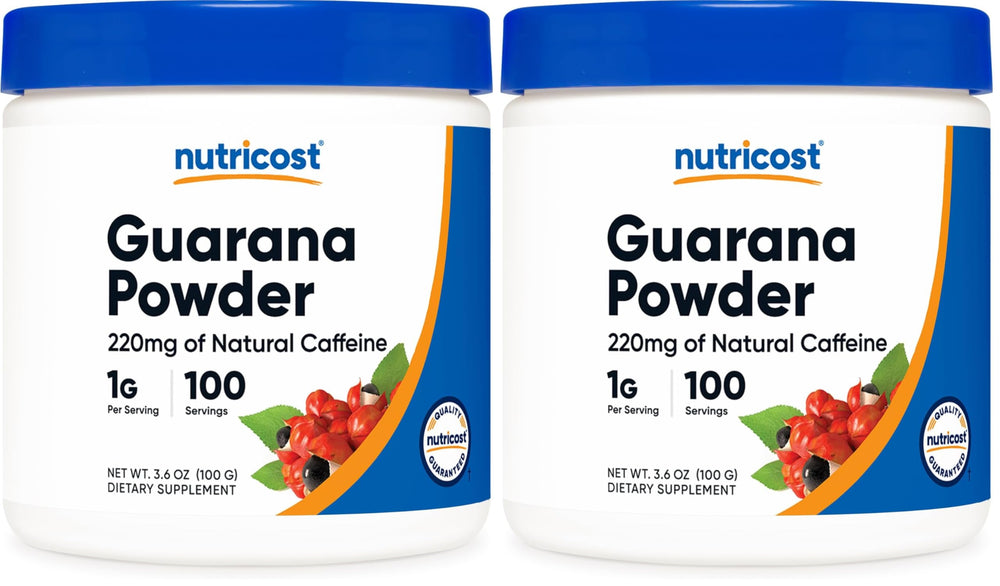 Nutricost Guarana Extract Powder bottle ready for energy support in daily routine