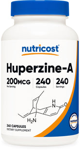 Nutricost Huperzine A bottle with label and capsules for easy dosing.