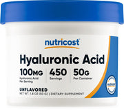 Nutricost Hyaluronic Acid Powder bottle pour for easy drink mixing