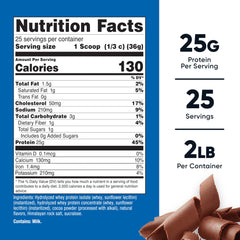 Nutricost hydrolyzed whey protein chocolate pour showing fast-dissolving formula for quick fueling.