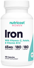 Nutricost Iron for Women 65mg bottle for daily iron support.