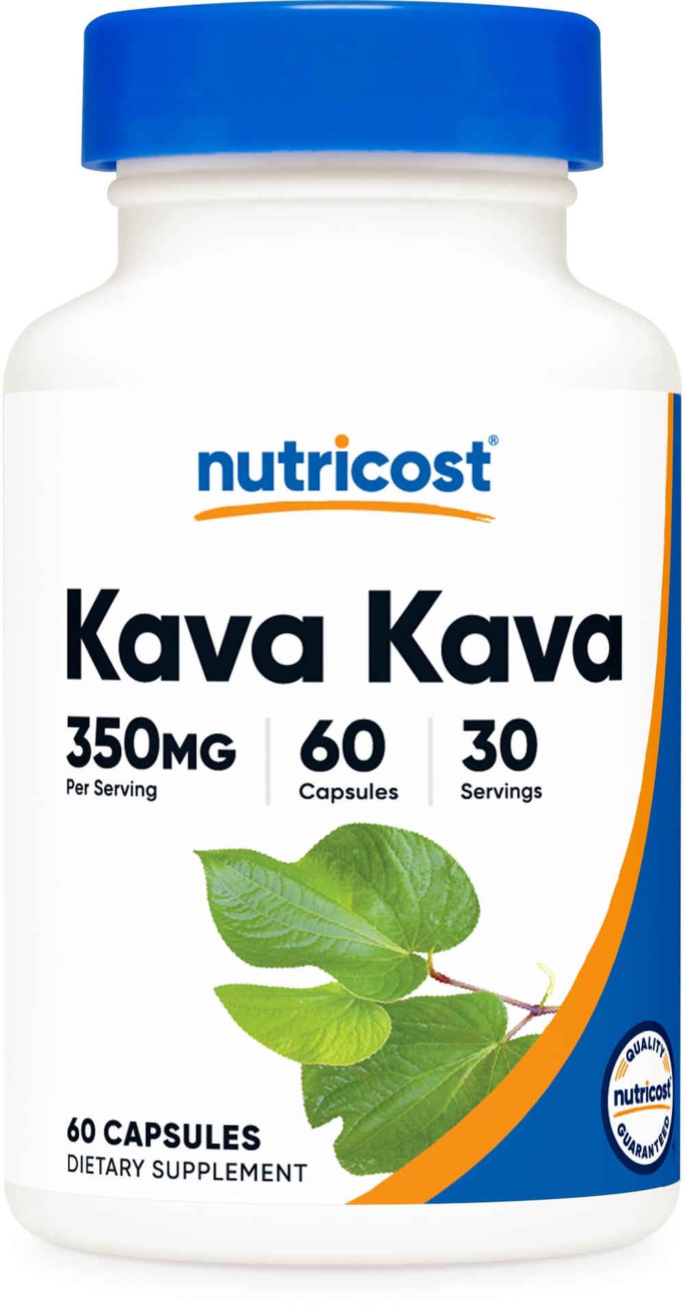 Nutricost Kava Kava capsules bottle with label signaling calm and relaxation.