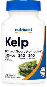 Nutricost Kelp Tablets bottle front view for daily iodine support