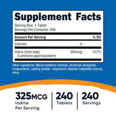 Nutricost Kelp Tablets label close-up highlighting non-GMO and gluten-free status