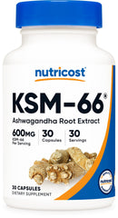 Nutricost KSM-66 Ashwagandha bottle for daily calm support.