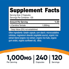 Nutricost L-Carnitine Tartrate capsules close-up for daily energy support