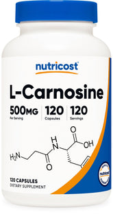 Nutricost L-Carnosine bottle front with clear label and daily support