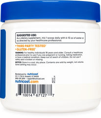 Nutricost L-Carnosine powder container side highlights gluten-free manufacturing