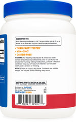 Nutricost L-Citrulline Malate 2:1 label closeup highlights vegetarian and non-GMO ingredients.