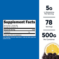Nutricost L-Glutamine powder scoop for precise 5 g servings