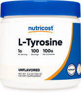 Nutricost L-Tyrosine, bote de 100 g fácil de transportar.