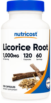 Nutricost Licorice Root 500mg bottle with clear label for daily use