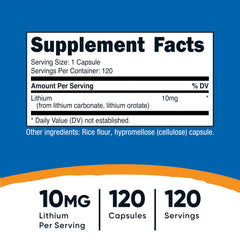 Nutricost Lithium Orotate capsules being poured for convenient daily servings