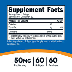 Nutricost Lycopene 50mg softgels close-up, easy daily intake.