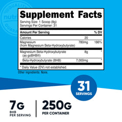 Nutricost Magnesium BHB Salts unflavored powder for versatile keto mixing