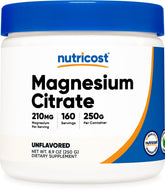 Nutricost Magnesium Citrate Powder bottle front label shows unflavored formula for easy mixing