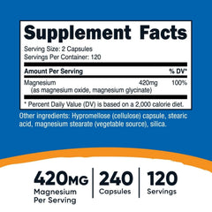Nutricost Magnesium+ Extra Strength bottle top highlighting easy two-capsule serving