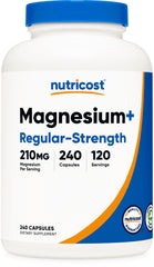 Nutricost Magnesium+ regular-strength bottle showing convenient daily magnesium support