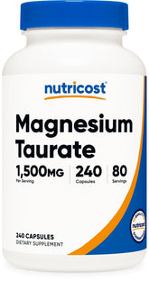 Nutricost Magnesium Taurate 1500mg bottle for daily wellness and routine