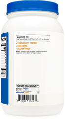 Nutricost Maltodextrin label close-up with GMP and third-party testing.