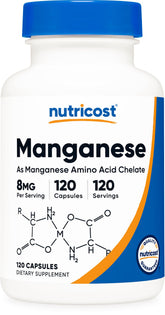 Nutricost Manganese bottle front, easy daily identification for your supplement routine.