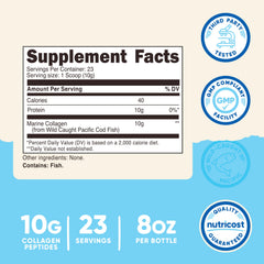 Nutricost Marine Collagen bottle side with label and serving info.