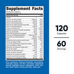 Nutricost Methylated Multivitamin capsules pouring out, convenient two-capsule daily serving