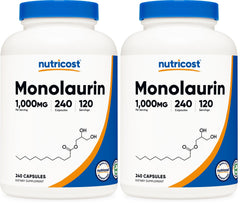 Nutricost Monolaurin bottle shows 1000 mg potency for daily wellness.
