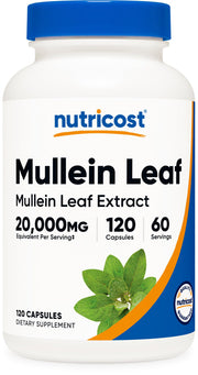 Nutricost Mullein Leaf Extract bottle with capsules for a convenient 60-day supply