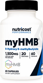 Nutricost myHMB bottle front view highlighting easy daily supplementation