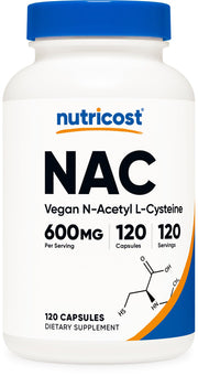 Nutricost NAC 600 mg, cápsulas vegetarianas para uso diario.