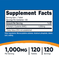Nutricost NAC 1000 mg tablets side profile ideal for daily intake